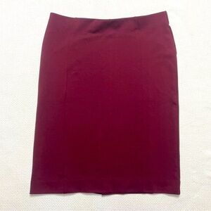 Ann Taylor Factory Pencil Skirt Burgundy Elastic Waist Stretchy Women's Size M